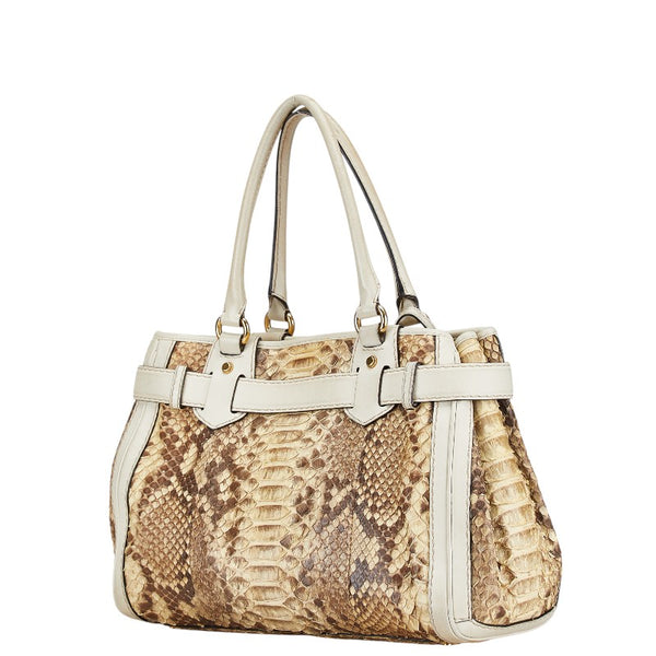 グッチ GGマーモント ヘビ風型押し ハンドバッグ トートバッグ 247183 ベージュ ブラウン パイソン レザー レディース GUCCI 【中古】