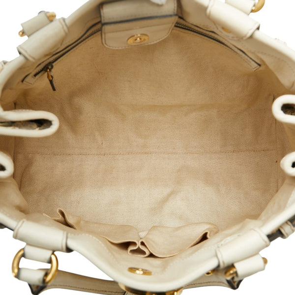 グッチ GGマーモント ヘビ風型押し ハンドバッグ トートバッグ 247183 ベージュ ブラウン パイソン レザー レディース GUCCI 【中古】