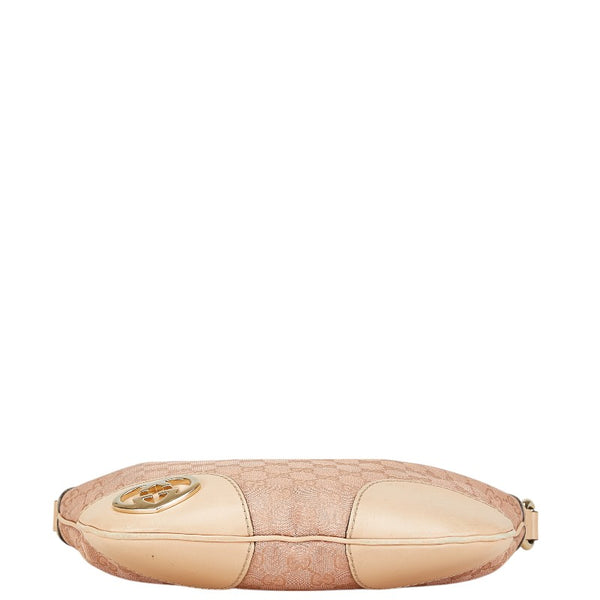 グッチ GGキャンバス ラブリーハート 斜め掛け ショルダーバッグ 257072 ピンク ベージュ キャンバス レザー レディース GUCCI 【中古】