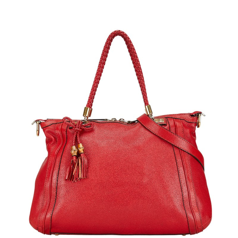 グッチ タッセル ショルダーバッグ ハンドバッグ 2WAY 269946 レッド レザー レディース GUCCI 【中古】
