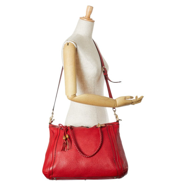 グッチ タッセル ショルダーバッグ ハンドバッグ 2WAY 269946 レッド レザー レディース GUCCI 【中古】