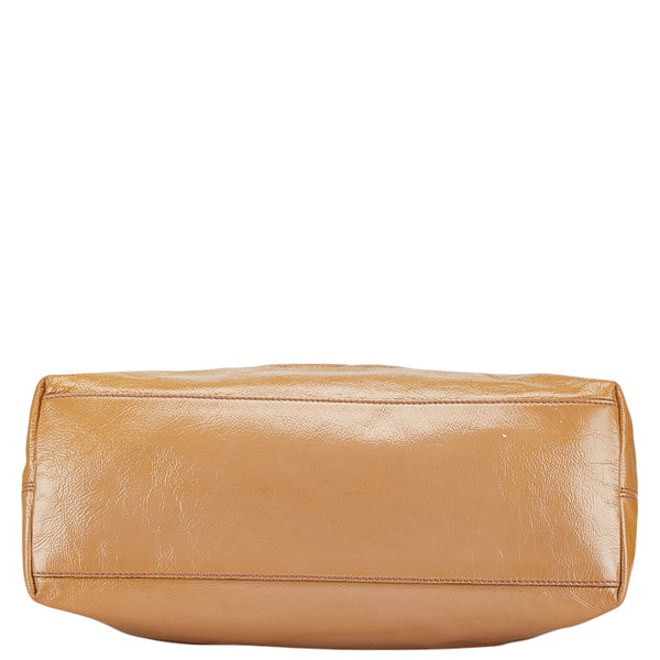 グッチ インターロッキングG ソーホー  チェーン ショルダーバッグ 308982 ベージュ エナメル レザー レディース GUCCI 【中古】