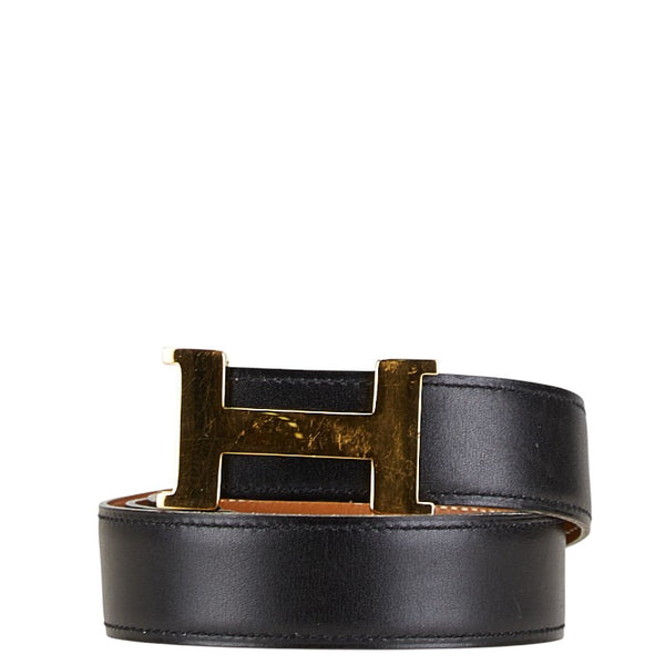 エルメス コンスタンス Hバックル ベルト サイズ：80 ブラック ブラウン レザー メンズ HERMES 【中古】