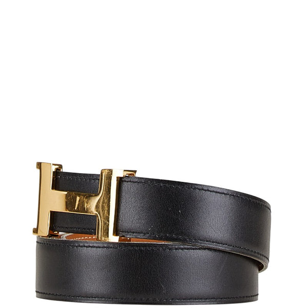 エルメス コンスタンス Hバックル ベルト サイズ：80 ブラック ブラウン レザー メンズ HERMES 【中古】