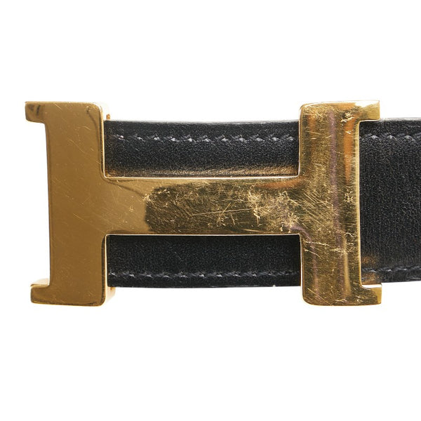 エルメス コンスタンス Hバックル ベルト サイズ：80 ブラック ブラウン レザー メンズ HERMES 【中古】