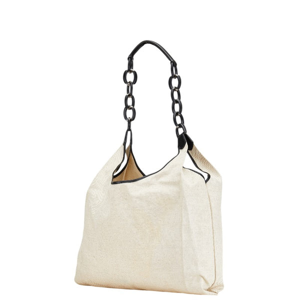 バーバリー シャドーホース トートバッグ ベージュ ブラック キャンバス レザー レディース BURBERRY 【中古】