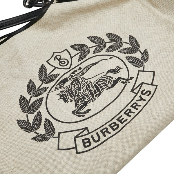 バーバリー シャドーホース トートバッグ ベージュ ブラック キャンバス レザー レディース BURBERRY 【中古】