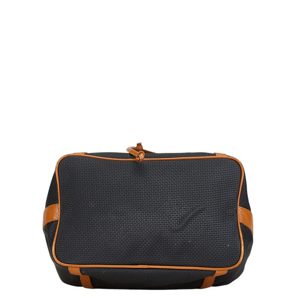 サンローラン YSLプレート ショルダーバッグ 巾着バッグ ブラック ブラウン PVC レザー レディース SAINT LAURENT 【中古】