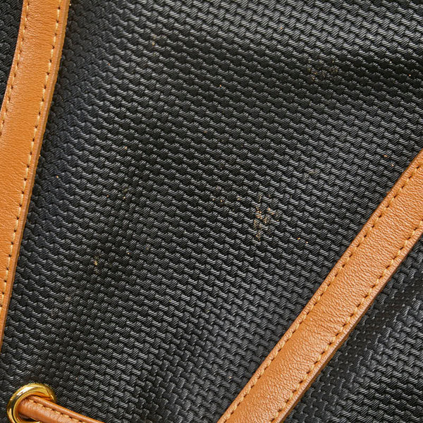 サンローラン YSLプレート ショルダーバッグ 巾着バッグ ブラック ブラウン PVC レザー レディース SAINT LAURENT 【中古】