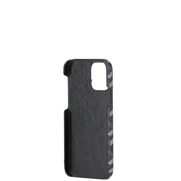 ヴェルサーチェ La Greca iPhone 12 専用ケース スマホケース ブラック グレー レザー レディース VERSACE 【中古】