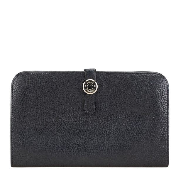 エルメス ドゴンGM 長財布 ノワール ブラック トゴ レディース HERMES 【中古】