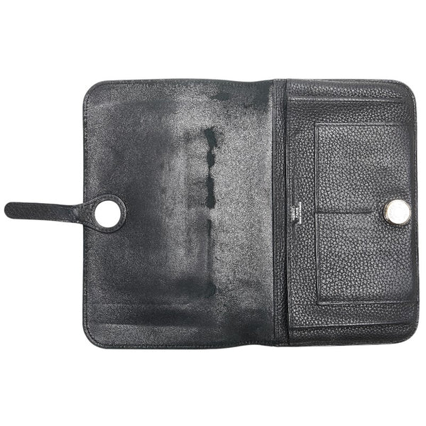 エルメス ドゴンGM 長財布 ノワール ブラック トゴ レディース HERMES 【中古】