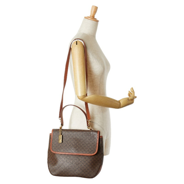 セリーヌ マカダム ハンドバッグ ショルダーバッグ 2WAY ブラウン PVC レザー レディース CELINE 【中古】
