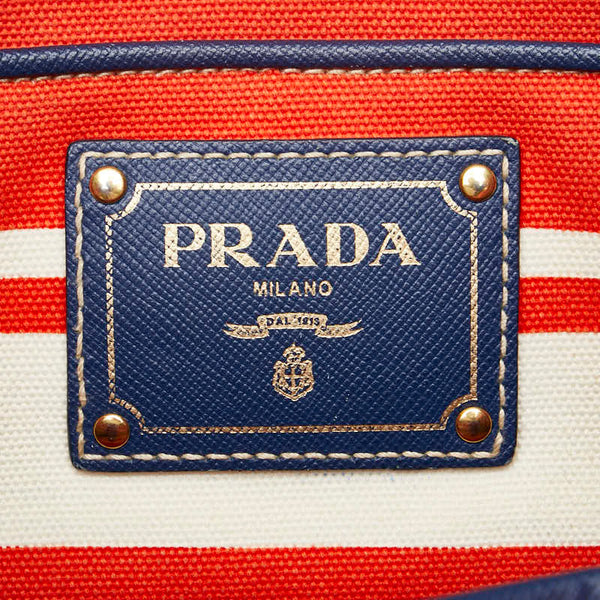 プラダ 三角ロゴプレート ハンドバッグ ショルダーバッグ 2WAY インディゴブルー デニム レディース PRADA 【中古】
