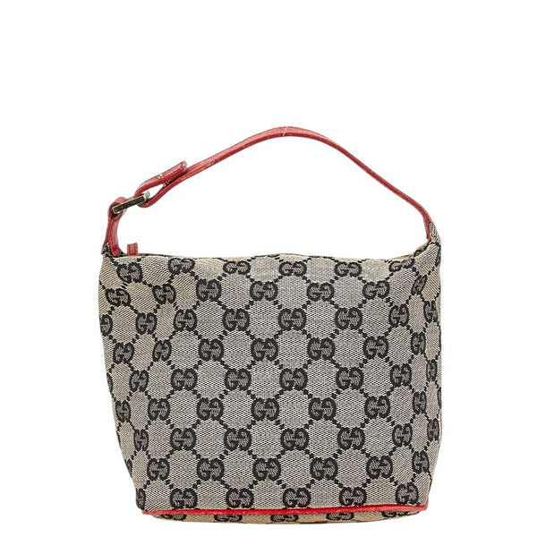 グッチ GGキャンバス アクセサリーポーチ ハンドバッグ 039 1147 002122 ベージュ レッド キャンバス レザー レディース GUCCI 【中古】