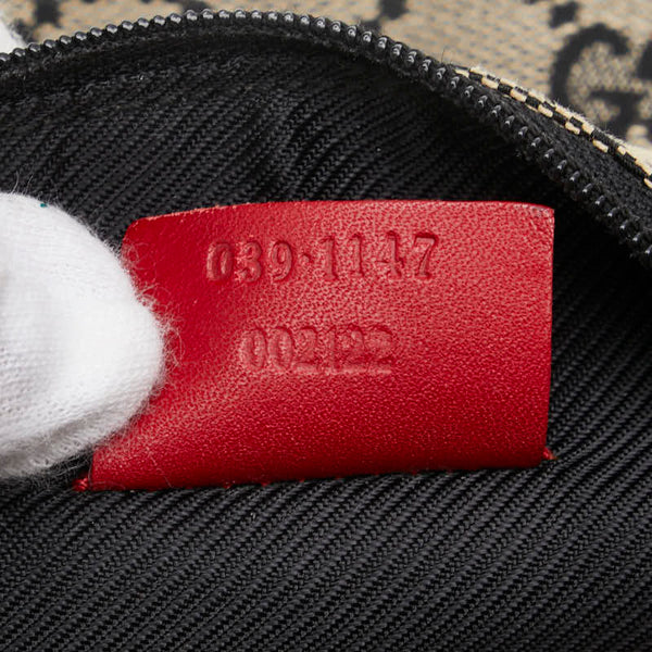 グッチ GGキャンバス アクセサリーポーチ ハンドバッグ 039 1147 002122 ベージュ レッド キャンバス レザー レディース GUCCI 【中古】