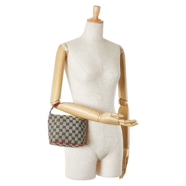 グッチ GGキャンバス アクセサリーポーチ ハンドバッグ 039 1147 002122 ベージュ レッド キャンバス レザー レディース GUCCI 【中古】