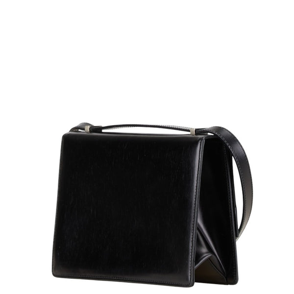 サルヴァトーレフェラガモ ガンチーニ ショルダーバッグ ブラック シルバー レザー レディース Salvatore Ferragamo 【中古】