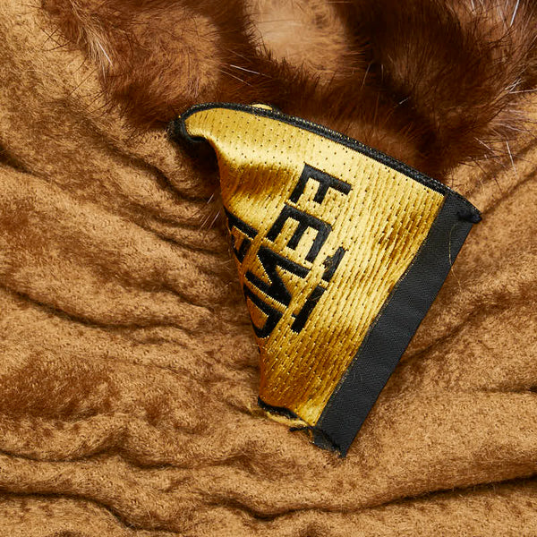 フェンディ フリンジ マフラー ブラウン カシミヤ ファー レディース FENDI 【中古】