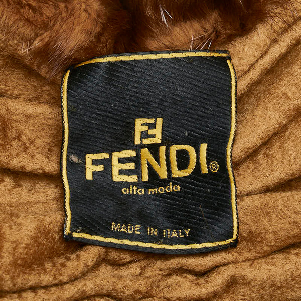 フェンディ フリンジ マフラー ブラウン カシミヤ ファー レディース FENDI 【中古】