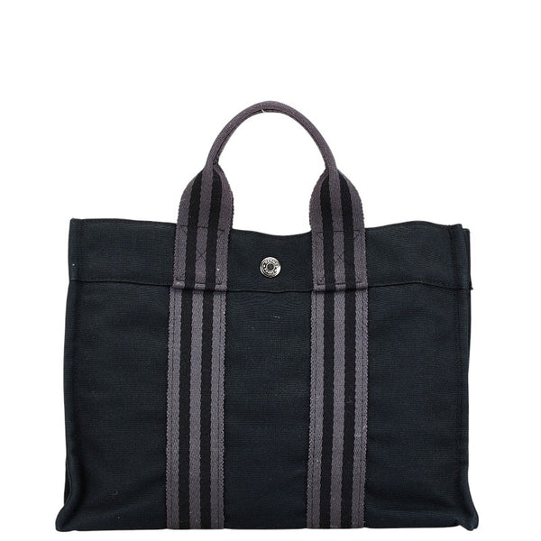 エルメス フールトゥPM ハンドバッグ トートバッグ ブラック キャンバス レディース HERMES 【中古】