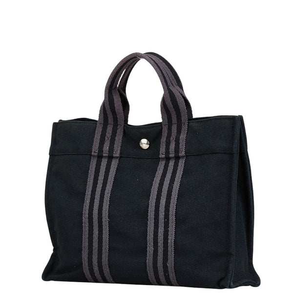エルメス フールトゥPM ハンドバッグ トートバッグ ブラック キャンバス レディース HERMES 【中古】