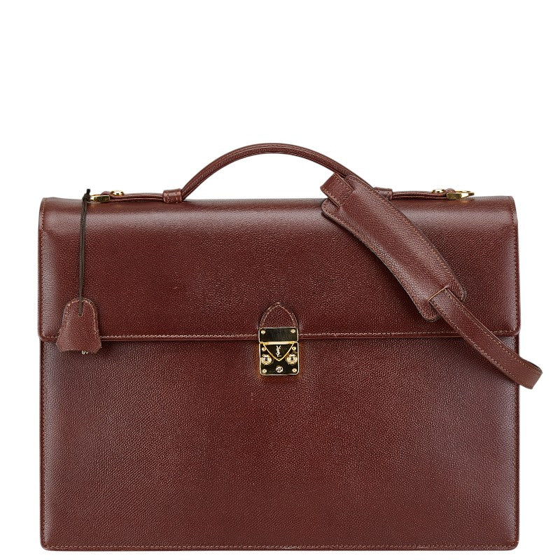サンローラン ビジネスバッグ ショルダーバッグ 2WAY ワインレッド ボルドー レザー メンズ SAINT LAURENT 【中古】