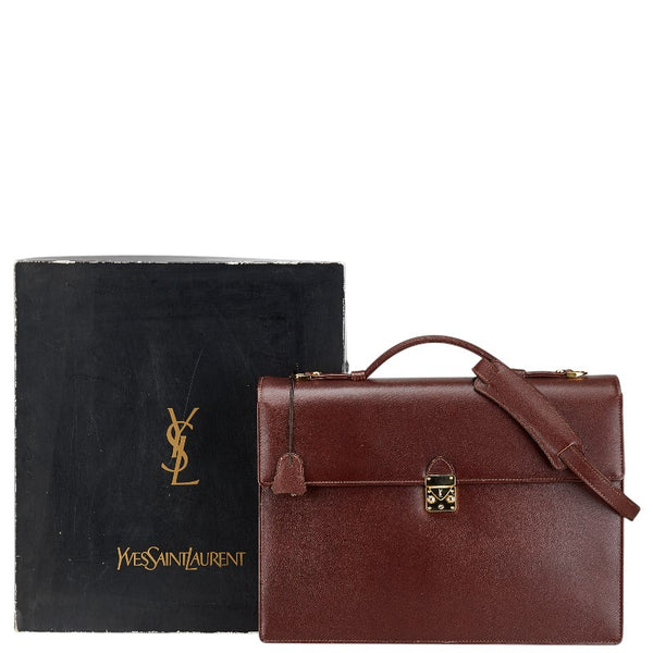 サンローラン ビジネスバッグ ショルダーバッグ 2WAY ワインレッド ボルドー レザー メンズ SAINT LAURENT 【中古】