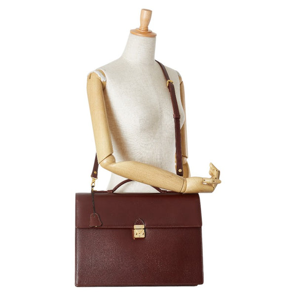 サンローラン ビジネスバッグ ショルダーバッグ 2WAY ワインレッド ボルドー レザー メンズ SAINT LAURENT 【中古】
