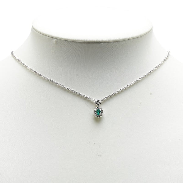 Pt900 プラチナ Pt850 プラチナ エメラルド0.20ct ダイヤ0.21ct プチ ネックレス レディース 【中古】