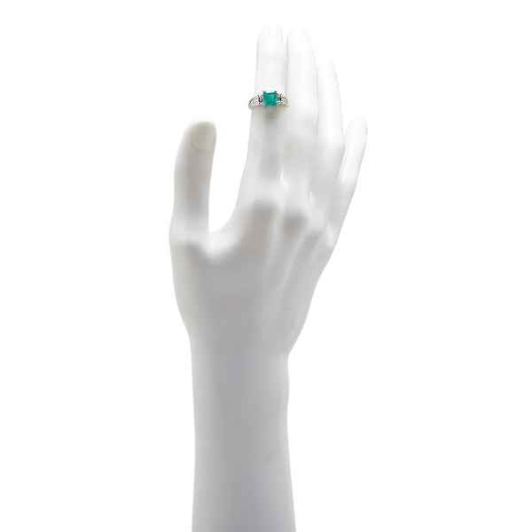 Pt900 プラチナ エメラルド1.48ct ダイヤ0.26ct リング 指輪 レディース 9号 【中古】