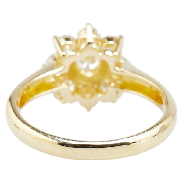 K18YG イエローゴールド ダイヤ0.15ct ダイヤ0.60ct フラワー 花 モチーフ リング 指輪 レディース 9.5号 【中古】