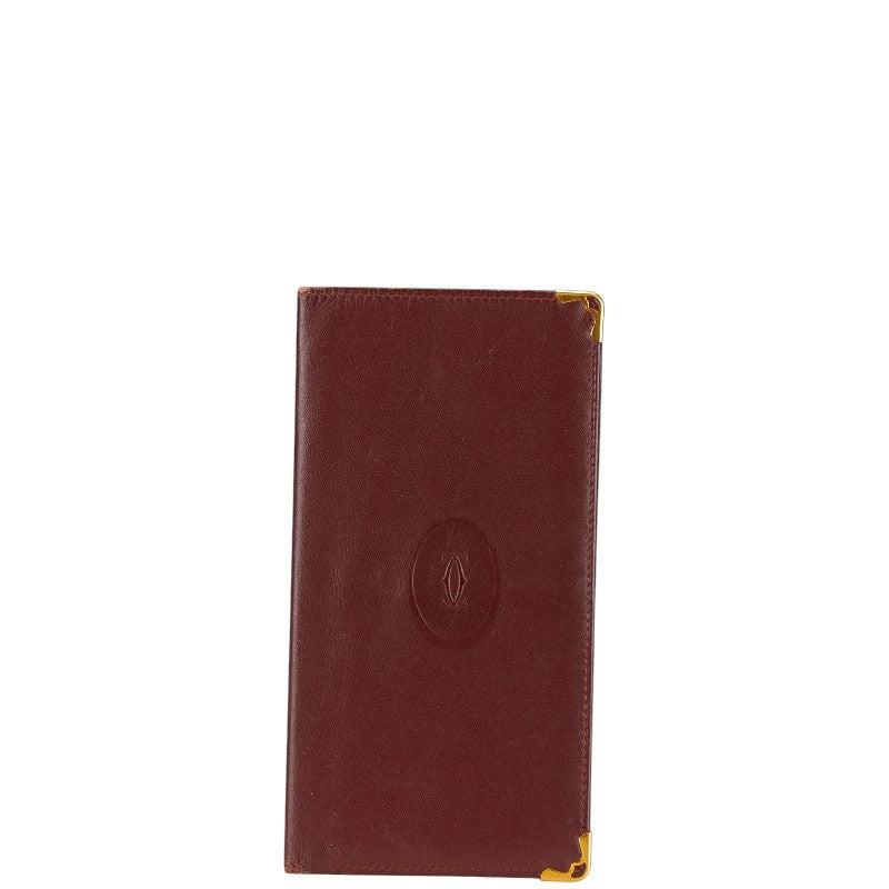 カルティエ マストライン 札入れ ワインレッド レザー レディース CARTIER 【中古】