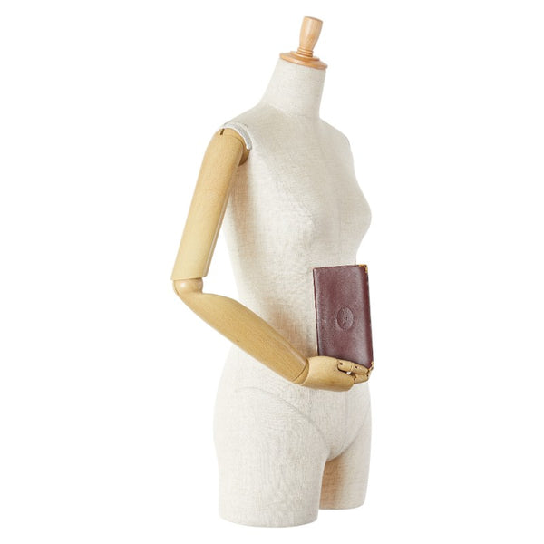 カルティエ マストライン 札入れ ワインレッド レザー レディース CARTIER 【中古】