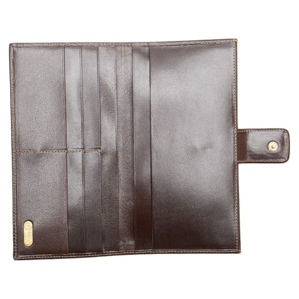 フェンディ ズッカ 長財布 01339 ブラウン キャンバス レザー レディース FENDI 【中古】