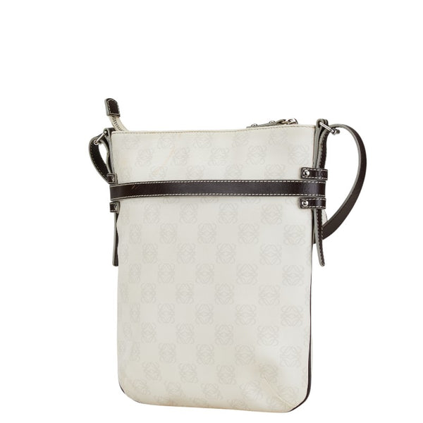 ロエベ アナグラム ショルダーバッグ ホワイト ブラウン PVC レザー レディース LOEWE 【中古】