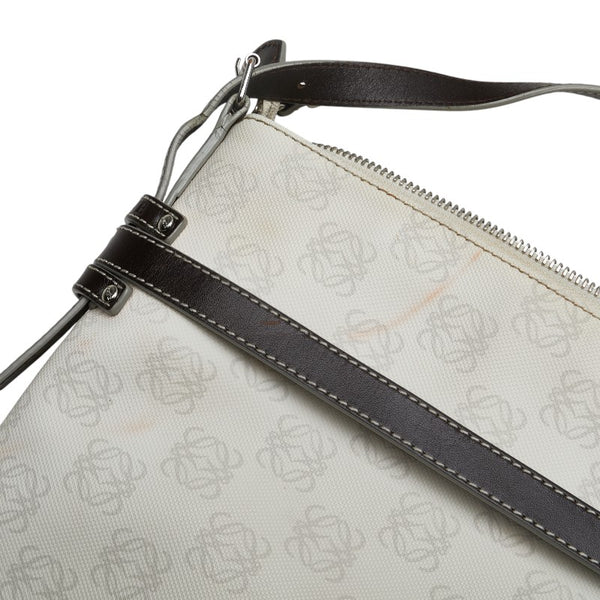 ロエベ アナグラム ショルダーバッグ ホワイト ブラウン PVC レザー レディース LOEWE 【中古】