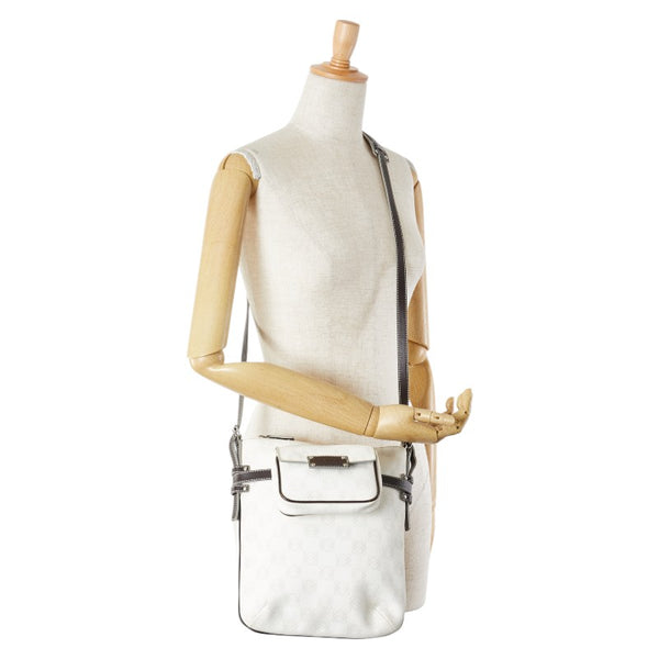 ロエベ アナグラム ショルダーバッグ ホワイト ブラウン PVC レザー レディース LOEWE 【中古】