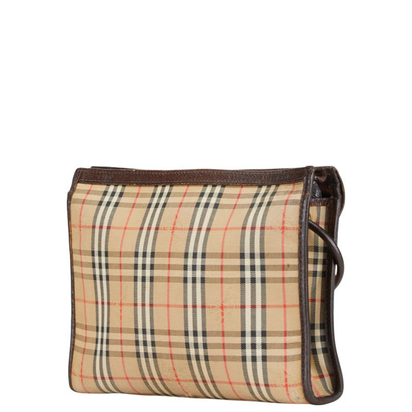 バーバリー ノバチェック シャドーホース ロゴ ショルダーバッグ ベージュ ブラウン キャンバス レザー レディース BURBERRY 【中古】