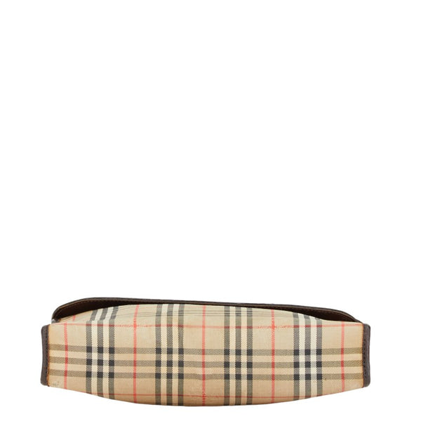 バーバリー ノバチェック シャドーホース ロゴ ショルダーバッグ ベージュ ブラウン キャンバス レザー レディース BURBERRY 【中古】