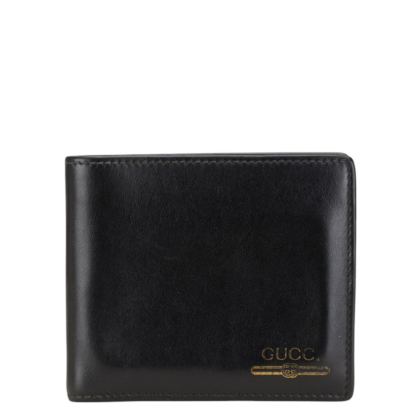 グッチ ロゴ 二つ折り財布 547586 ブラック レザー メンズ GUCCI 【中古】