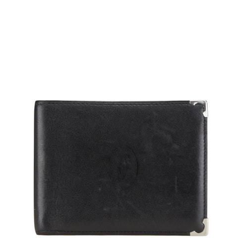 カルティエ マストライン 二つ折り財布 ブラック レザー レディース CARTIER 【中古】