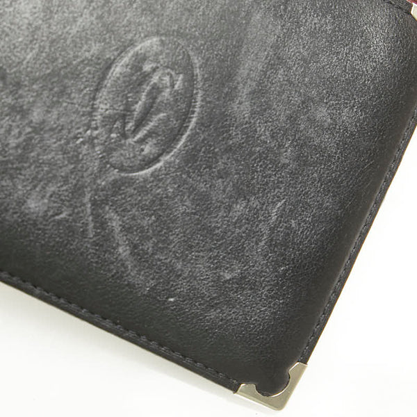 カルティエ マストライン 二つ折り財布 ブラック レザー レディース CARTIER 【中古】