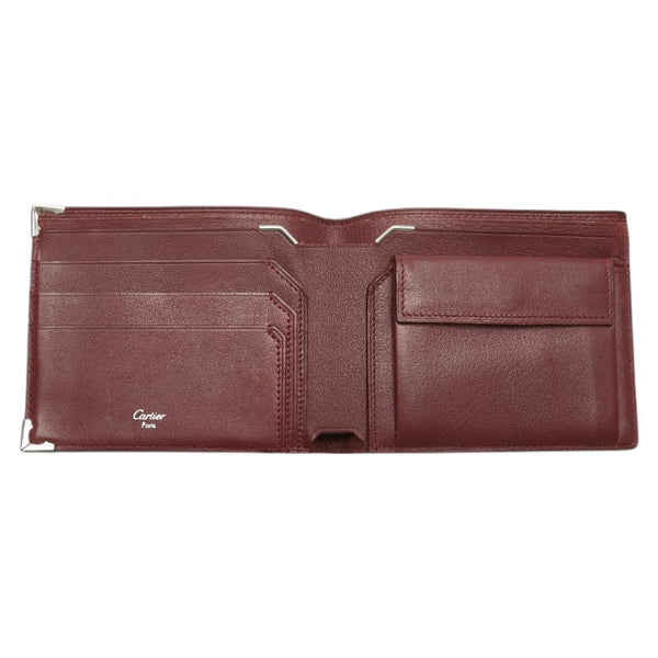 カルティエ マストライン 二つ折り財布 ブラック レザー レディース CARTIER 【中古】