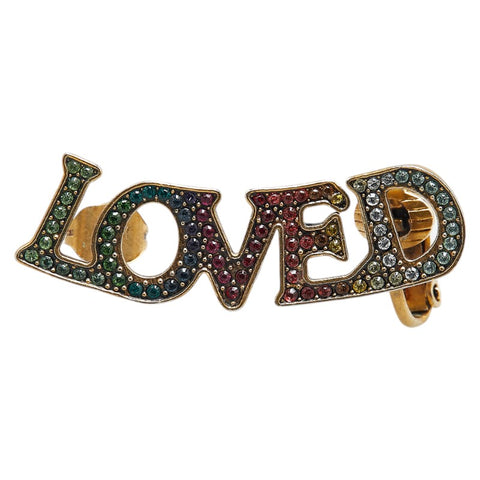 グッチ LOVED ラインストーン カラフル ピアス ゴールド マルチカラー メッキ レディース GUCCI 【中古】