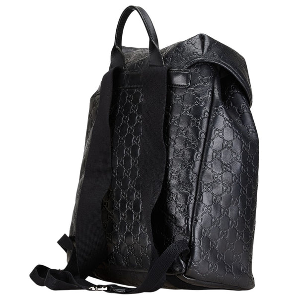 グッチ グッチシマ リュック バックパック 368561 ブラック ラバー レザー レディース GUCCI 【中古】