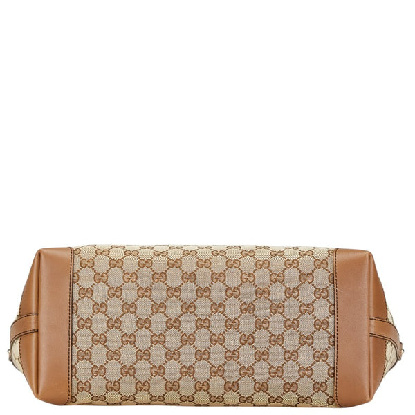グッチ GGキャンバス トートバッグ ベージュ ブラウン キャンバス レザー レディース GUCCI 【中古】