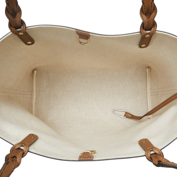 グッチ GGキャンバス トートバッグ ベージュ ブラウン キャンバス レザー レディース GUCCI 【中古】