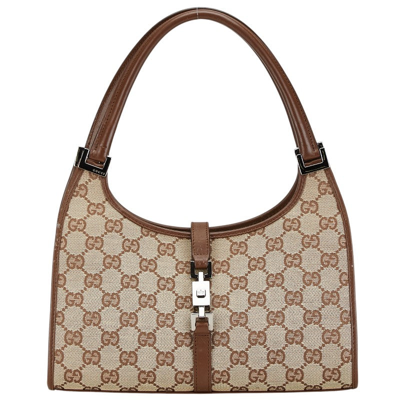 グッチ GGキャンバス ジャッキーライン ハンドバッグ ワンショルダーバッグ 002 1068 ベージュ ブラウン キャンバス レザー レディース GUCCI 【中古】