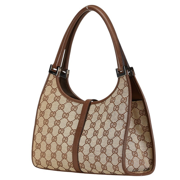 グッチ GGキャンバス ジャッキーライン ハンドバッグ ワンショルダーバッグ 002 1068 ベージュ ブラウン キャンバス レザー レディース GUCCI 【中古】